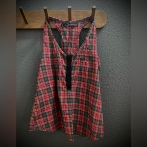 PATTERSON J KINCAID Plaid tank top with A line silhouette